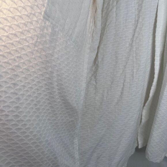 Boca Terry Cloth Robe Waffle Weave Spa Robe Cotton Blend Belted One Size White - Picture 5 of 11